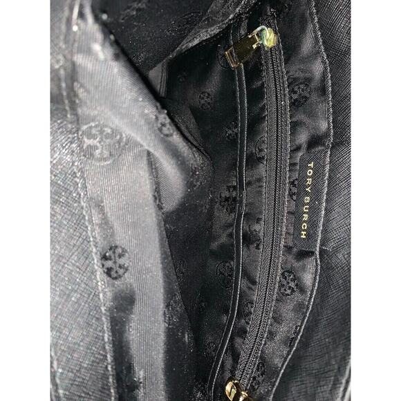 Tory Burch Black Leather Tote Bag With Gold Hardware - Picture 8 of 8